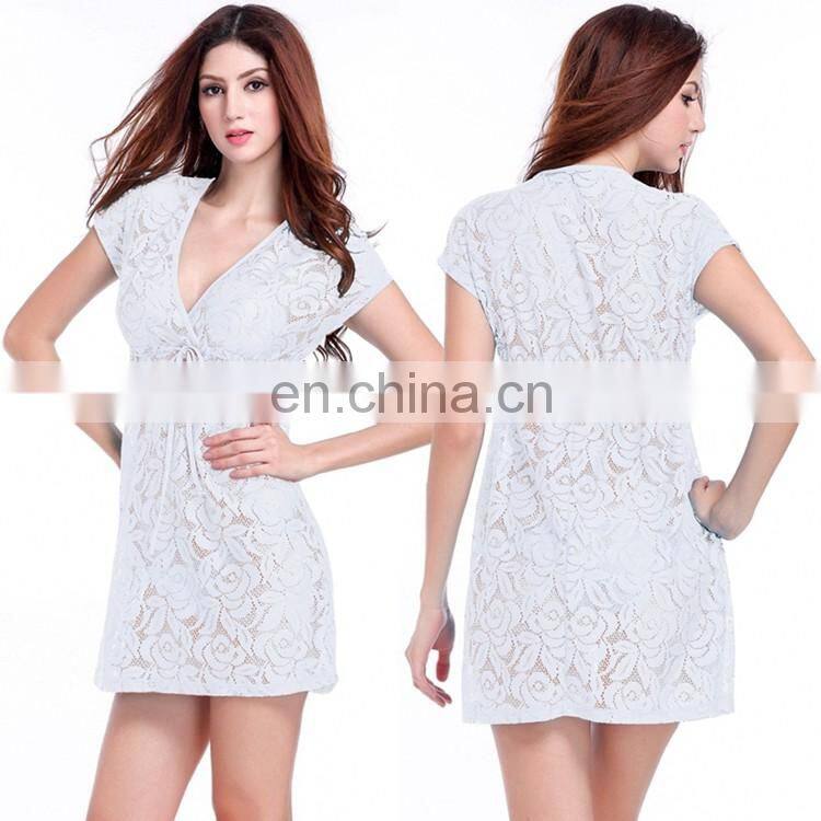 2015 Adjustable tie See-through One Piece evening Sexy Lace dress
