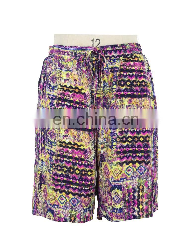 Printed Viscose Tie Short Women Beach Short Guangzhou Supplier