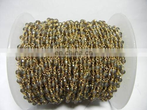 Syn Turquoise Wire Wrapped Gemstone Beaded Chain