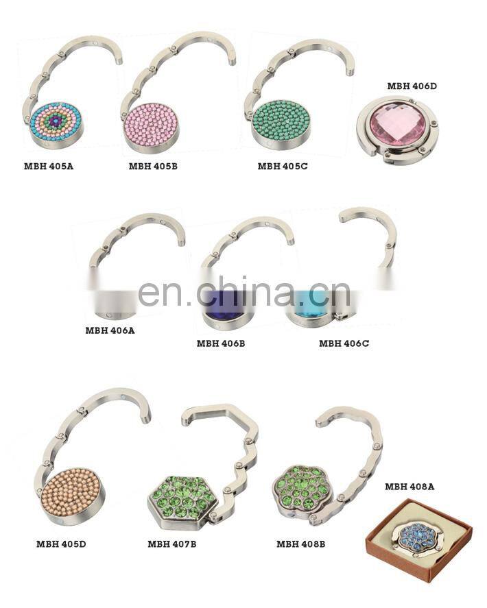 2015 Latest Foldable Custom Design Tourist Souvenirs Metal handbag hooks bag holder for tables