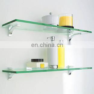Flat Polished Edge Tempered Wall Mounted Bathroom Glass Shelf