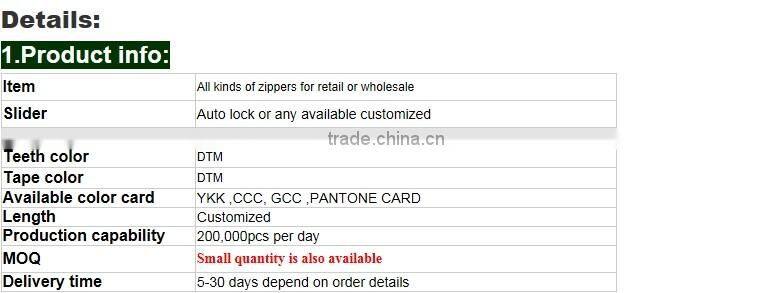 VF3# plastic zipper close-end fabric tape KCC zipper