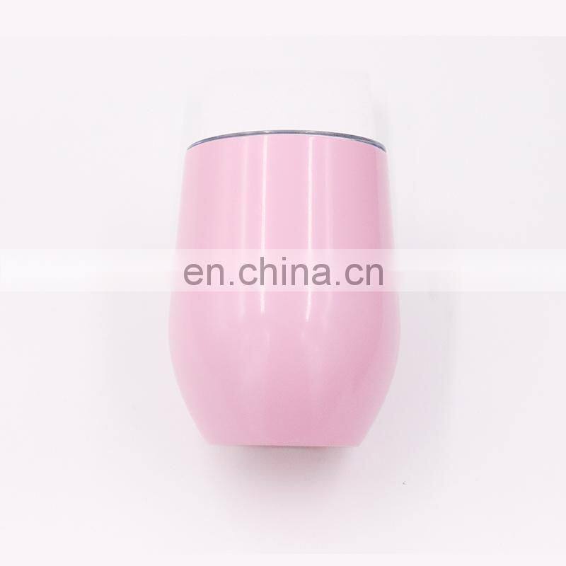 Hangzhou Watersy Colorful Outdoor Egg Shaped 12oz vacuum insulated stainless steel travel mug tumbler with lid