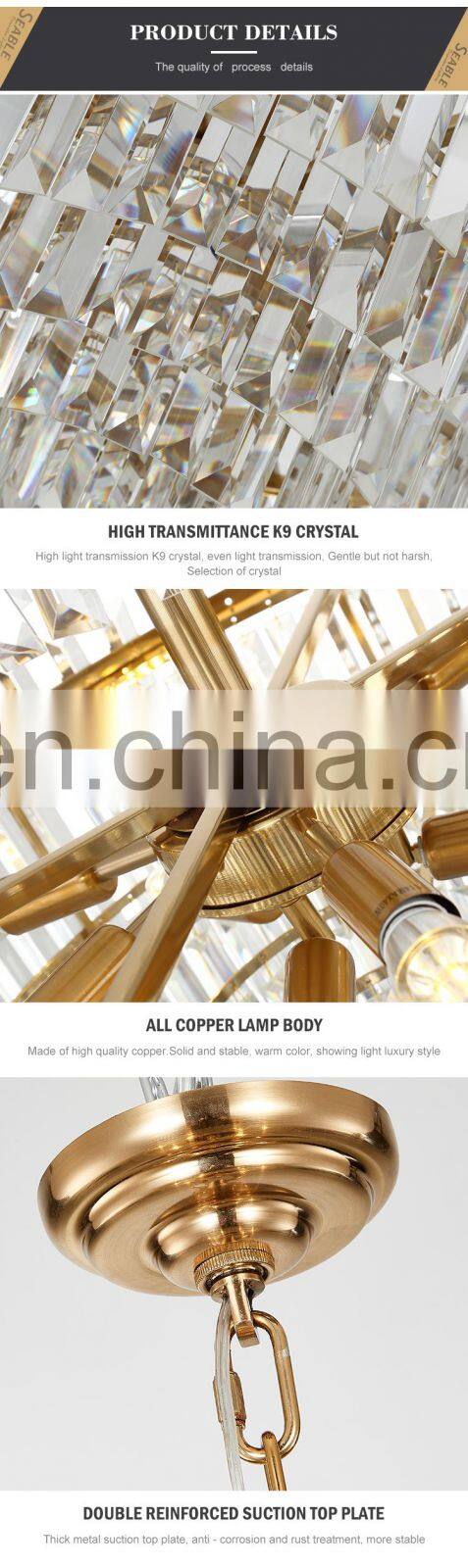New Product Indoor Decoration Pendant Light Living Room Dining Room LED Crystal Chandelier