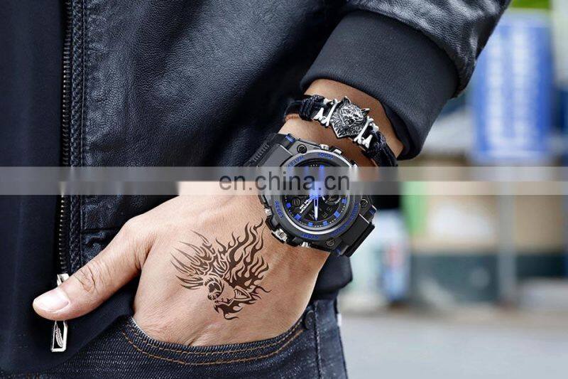 Sanda 739 Analog Digital Backlight Watches Mens Waterproof Analog Quartz Unique Army Green Gents Sport Wrist Watch For Boys