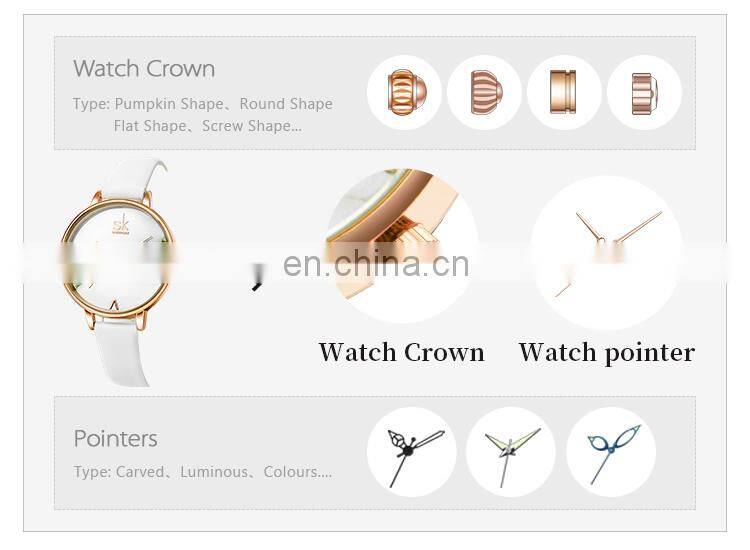 SHENGKE SK Men Watch Leather Band Matte Black Watches Custom Logo Brand Your Name  K9015G Alloy Watches