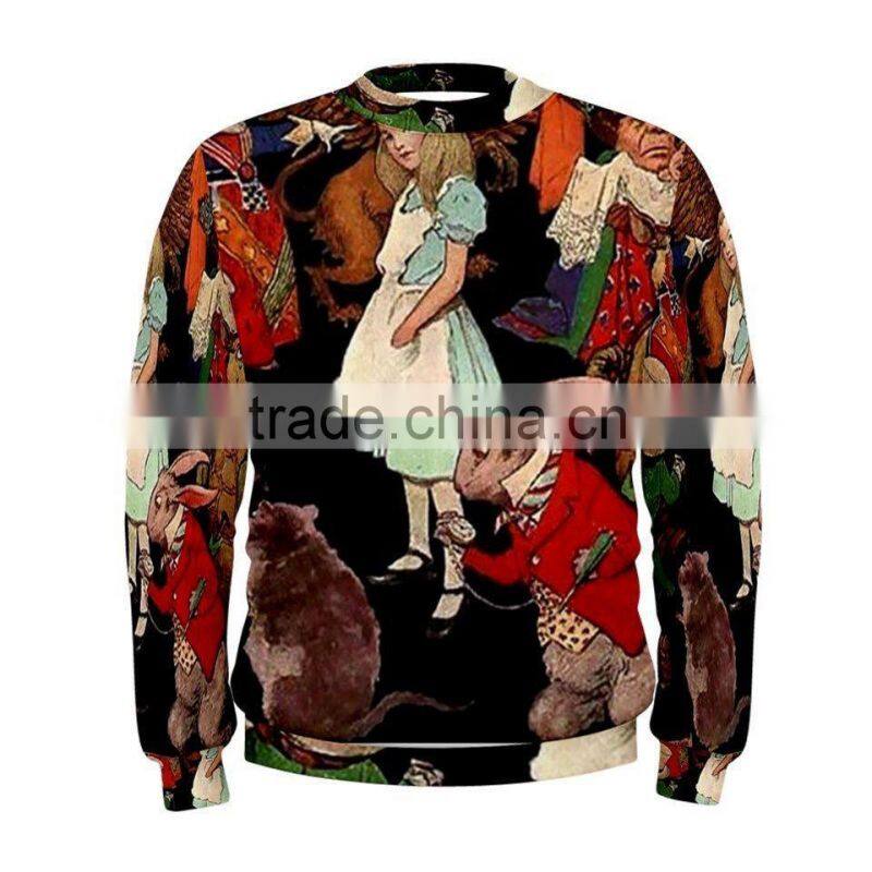 New style sublimation sweatshirts with side golden zipper with leather sleeves