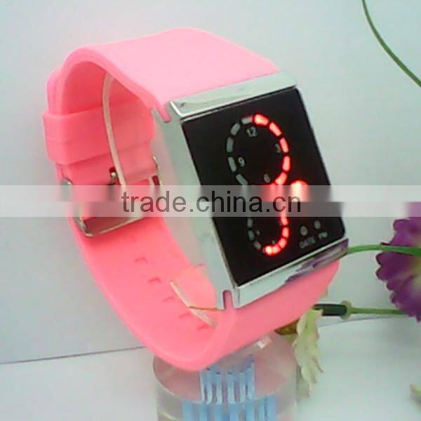 Environmental 12-hour/date display rectangular led digital watch