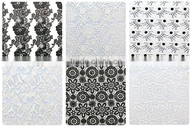 Wholesale custom promotional 100% polyester plain colors fashion pure white guipure cord lace fabric