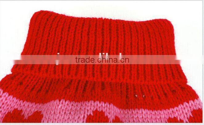 knitted heart logo ribbed turtleneck pet dog sweater