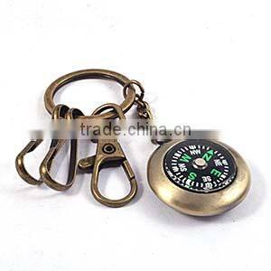 China factory OEM laser logo Metal compass keychain