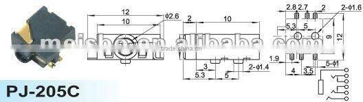Universal female 2.5mm jack cable for audio
