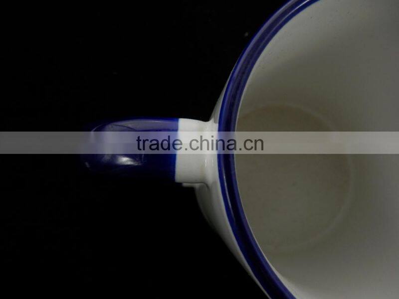 11oz sublimation stoneware mug with color rim & handle