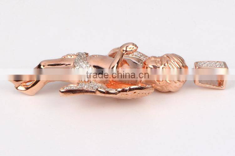 2015 hot sell gold diamond angel meaningful pendant necklace