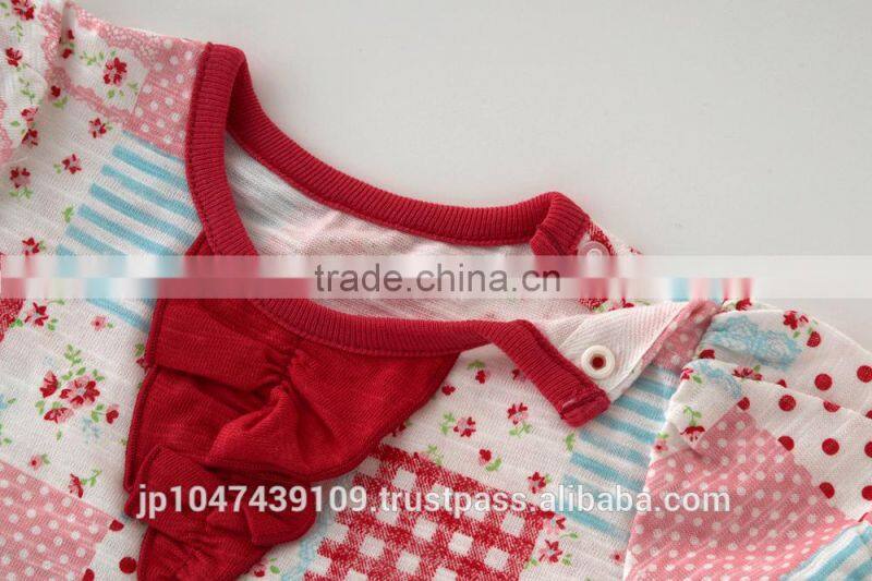 Japanese high quality wholesale products infants baby toddler clothing printed patchwork fabric desgin t-shirts for girls