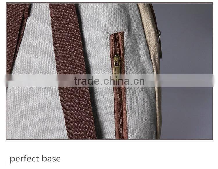 Korean design pu splice canvas school bacopack travel backpack