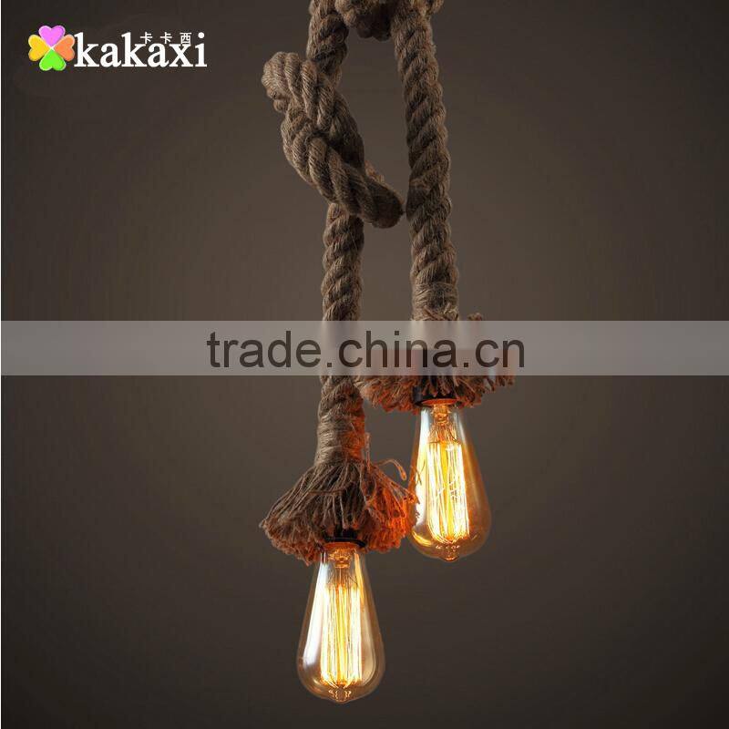 Retro DIY Art Hemp Rope Pendant Light 200cm Creative Art Chandelier Dining Room LED Droplight