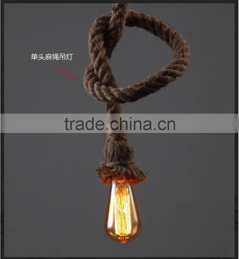 Retro DIY Art Hemp Rope Pendant Light 200cm Creative Art Chandelier Dining Room LED Droplight