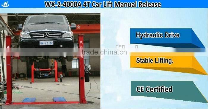 2 post car lift with manual lock release from single side WX-2-4000A 3.5T 4T 4.5T