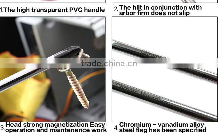 6pcs colorful transparent handle screwdriver set crossed and slotted screwdriver