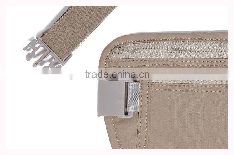 Travel rfid blocking waist money belt with zipper pocket