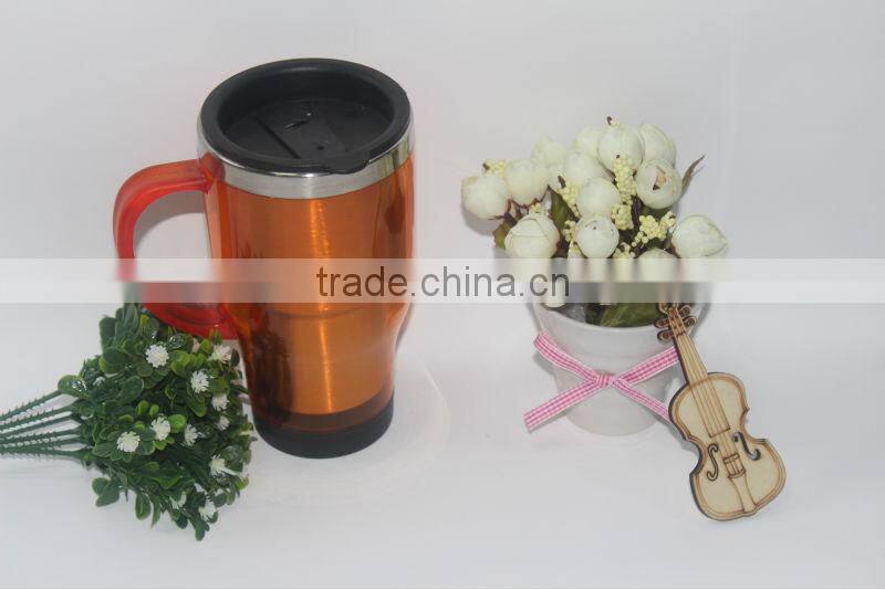 nice inner steel outer plastic advertising & auto mug with handle