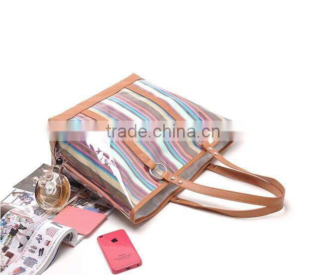 Laminated zipper canvas tote bag