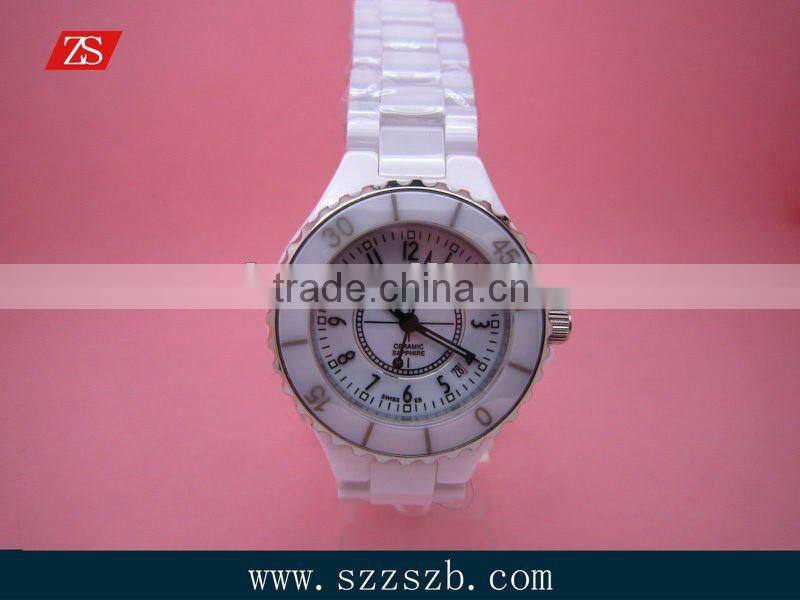 Women's Ceramic White Dial Analog Watch