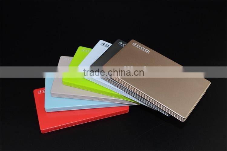 Cheap Slim Built-in Cable Credit Card Golden Power Bank 4000mAh