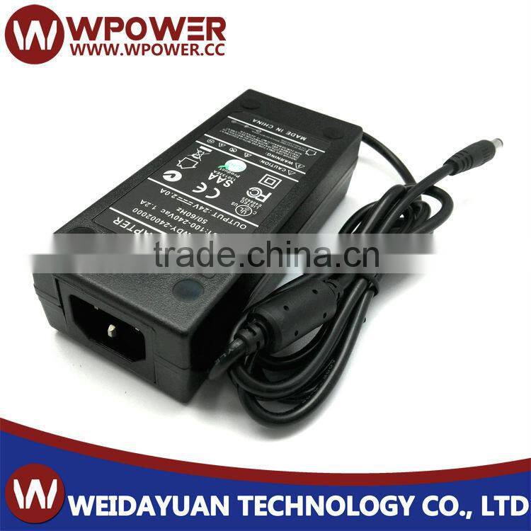 48w ac dc adapter 24v 2a with UL.Class2 approves,dc jack:5.5*2.1,hot sell!