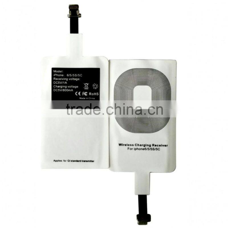 Qi portable charger Receiver for iPhone 5/5s/5c, wireless charger receiver for iPhone 6/6s/lighting usb