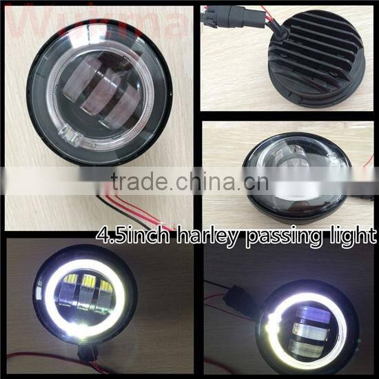 4-1/2" Halo Black LED Auxiliary Spot Fog Passing Lights Lamps Pair Harley Motorcycle