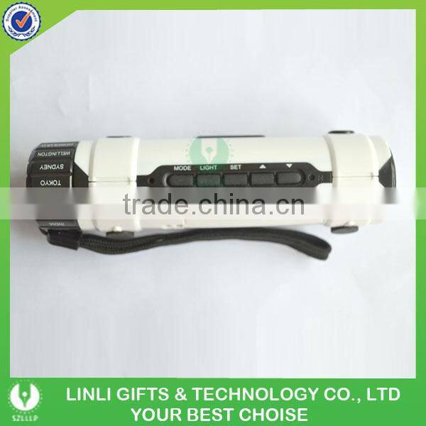 Promotional gift led torch world time travel clock