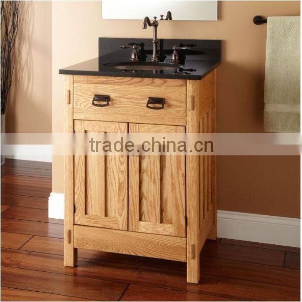 sanitary ware product solid wood bathroom cabinet with single marble sink