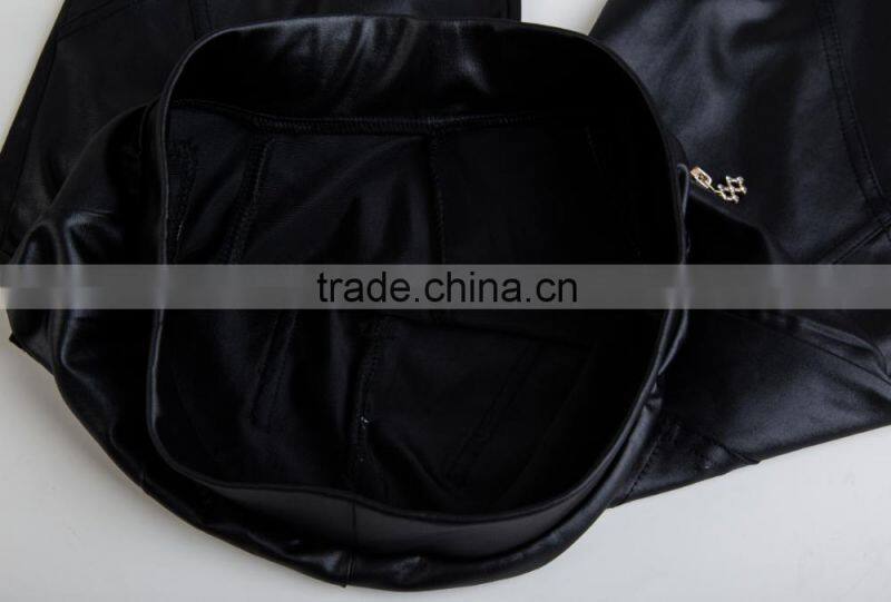 2015 New Fashion Hot Sexy Zippered Leather Pants