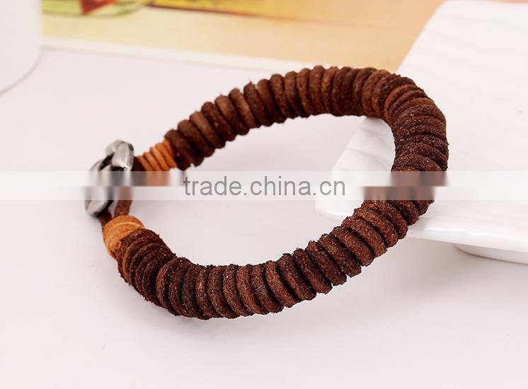 fashion Leather Bracelet Punk Rock Wristband Bangle Leather Bracelet Mens Boys Bracelet