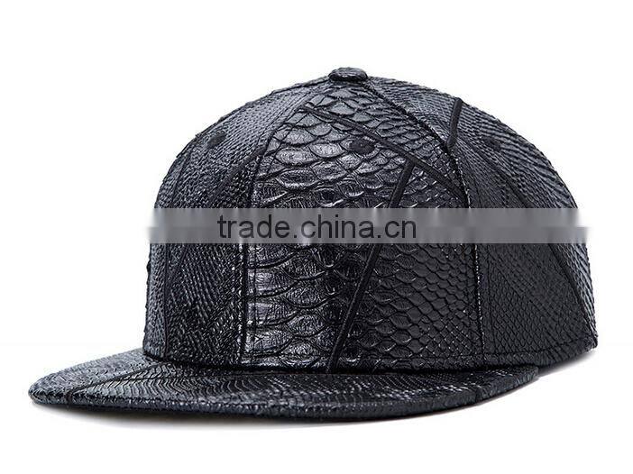Manufacturer custom hip hop black leather snapback caps hats