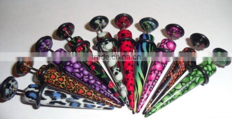 Body Jewelry Acrylic Fake Tapers with Crystal
