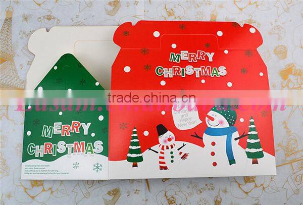 Merry christmas apple cake candy gift box,paper cardboard suitcase box with handle