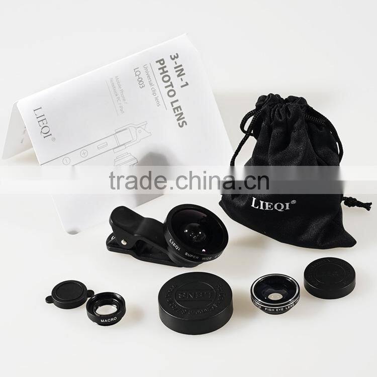 Multifunction wide angle macro fisheye lens external camera for android mobile phone universal clip phone camera lens
