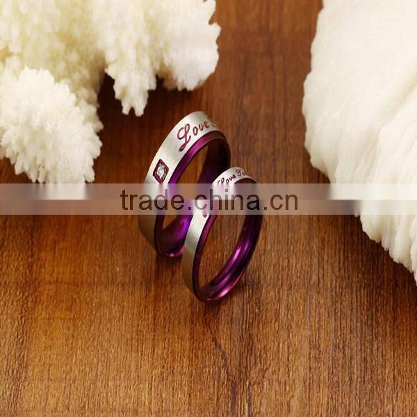 Factory Wholesale supply jewelry Personality design Purple classic Titanium Rhinestone Couple ring