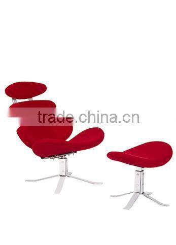 fashion red fabric chrome steel frame lounge chair