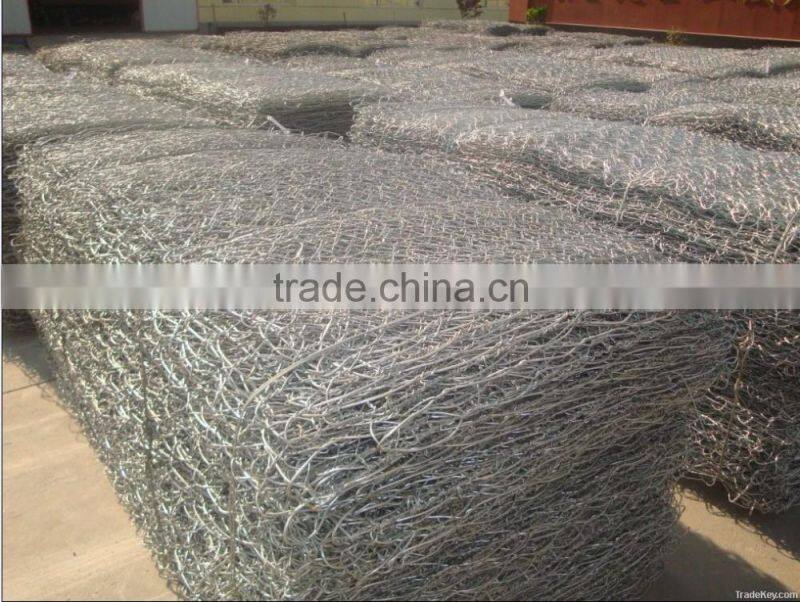 zinc95% Al5% coated Galfan wire gabion box made of hexagonal wire mesh for rockfall netting