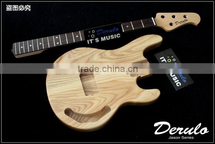 Diy High Quality Ash Wood Unfinished Electric Bass Guitar Kits 5 Strings