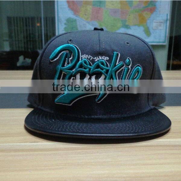 5 panel baseball cap PU leather embroidery all around