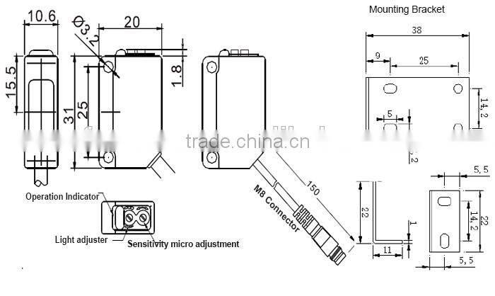 BSG 100mm sensing distance photoelectric switch sensor