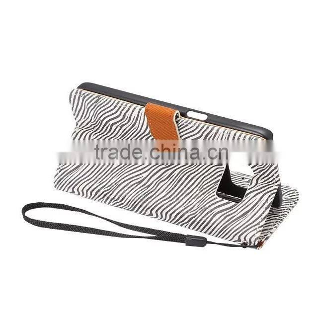 OEM zebra pattern leather smart phone case for Samsung S7