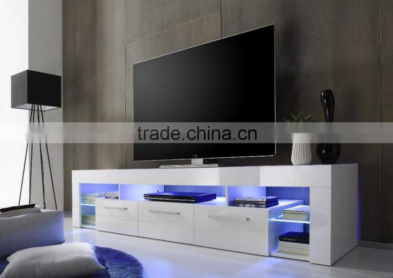 TV-2335 modern wooden white TV stands with LED lights