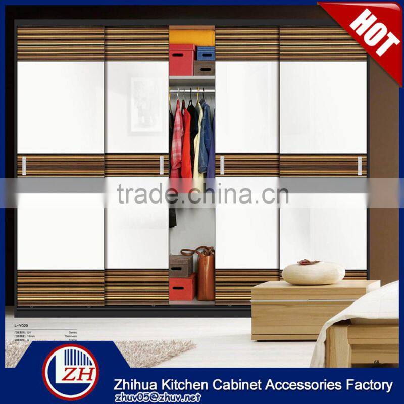 Double color wardrobe design furniture bedroom wheels sliding wardrobe