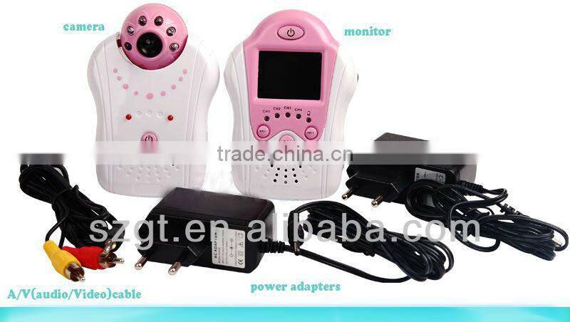 Mini 2.4G wireless 1.8" TFT LCD video baby monitor 4 channels rechargeable monitor